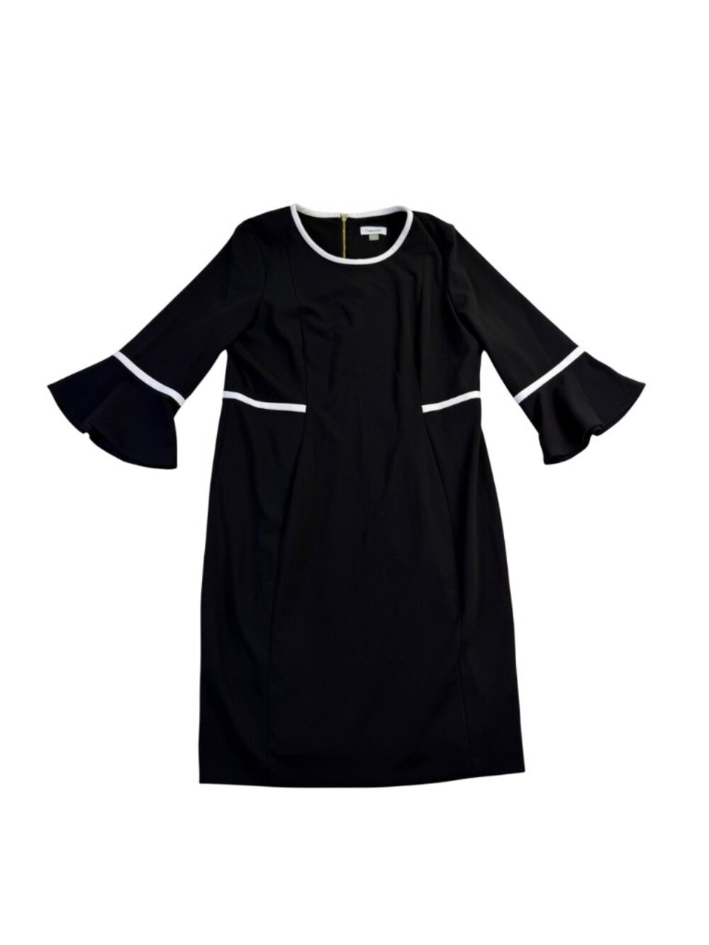 Calvin Klein Womens Black Classic Bell Sleeve Sheath Dress Size 16 - Picture 2 of 9
